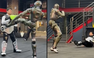 CEO i kompanisë kineze të robotëve humanoid lejon robotin ta shkelmojë për të bindur publikun